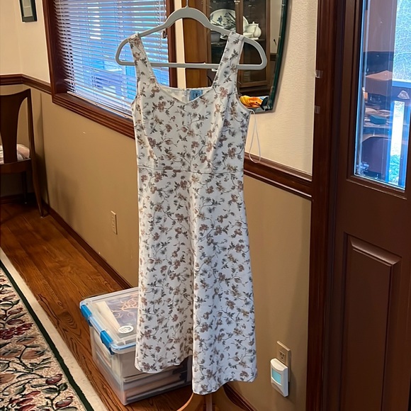 CeCe white floral denim dress over the knee. Great condition. - Picture 1 of 6